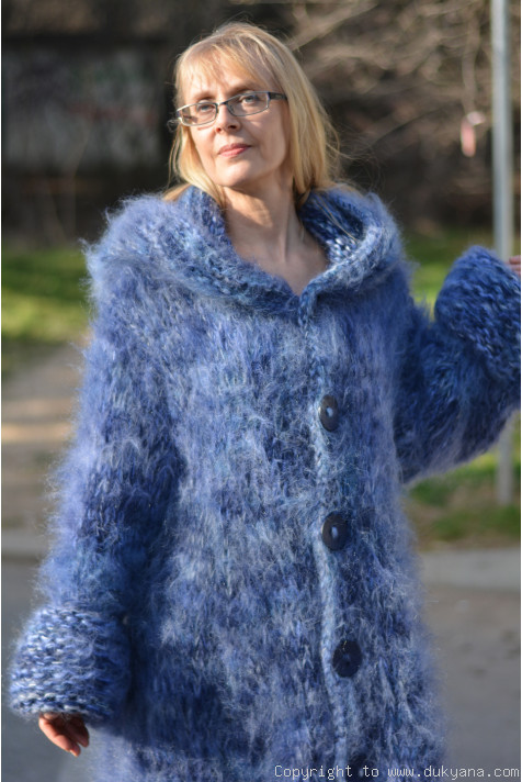 Blue mohair coat on sale